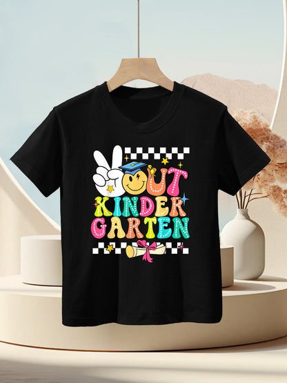 Peace Out Kinder Garten Graduation Funny Teacher Student Kids T-Shirt
