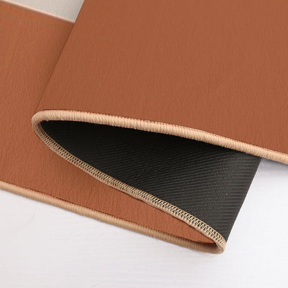 Minimalist Color Block Cuffed Solid in Putty And Clay Rust Terracotta Bath Mat