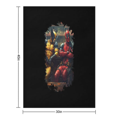 Two Superheroes Drinking in A Bar Throw Blanket