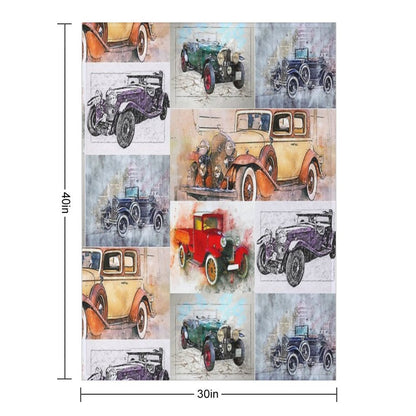 Classic Vintage Cars Montage #4 Throw Blanket
