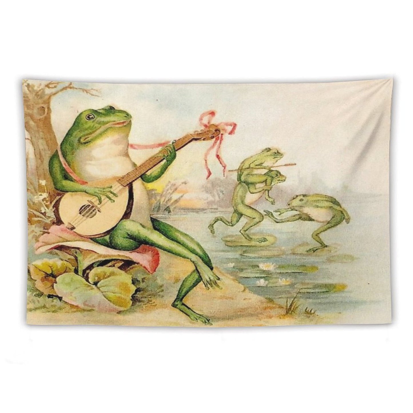 FROG STRUMMING  Vintage Abstract Entertainment Print Tapestry