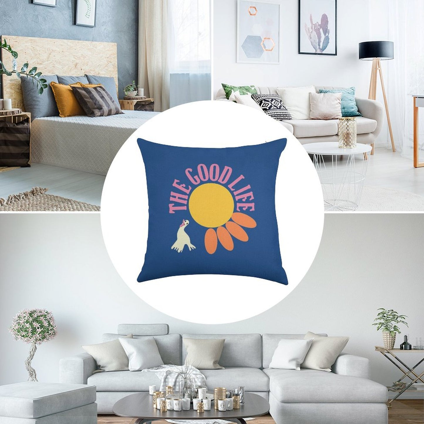 The Good Life Linen Throw Pillow Cover