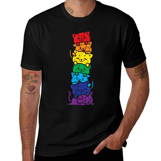 Cat Stack Rainbow Gay Pride Cute LGBT Animal Pet Lover Gift  Classic T-Shirt