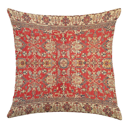 Turkish Carpet Linen Throw Pillow Cover