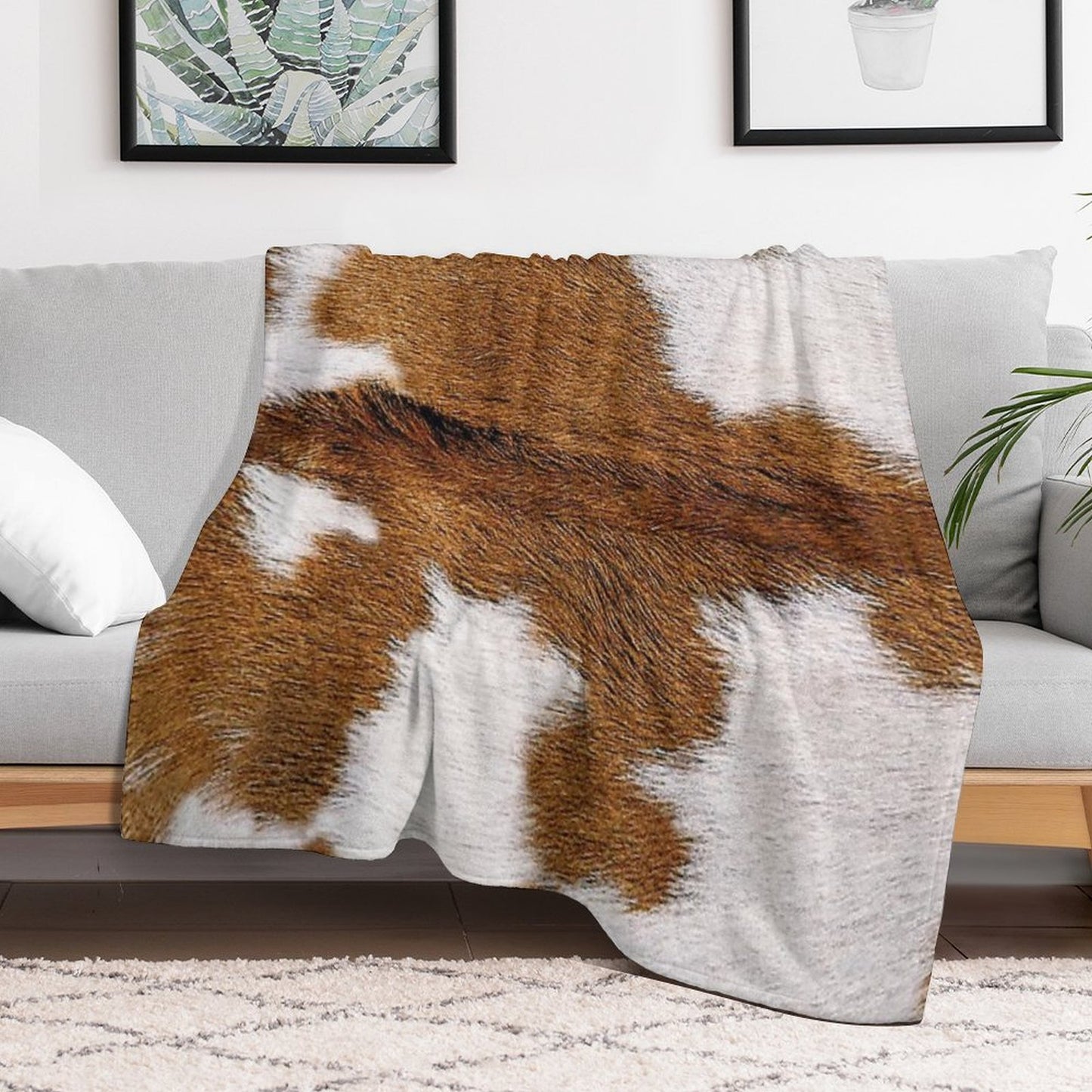 Cow Hide Brown & White Throw Blanket
