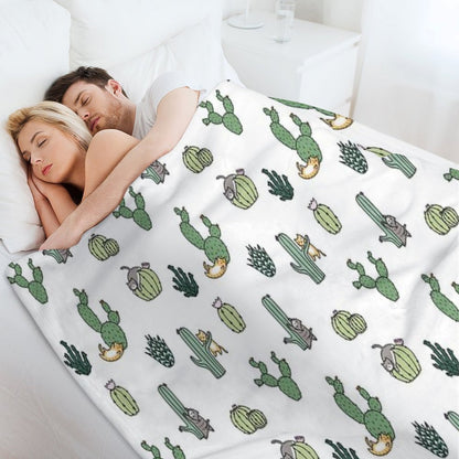 Cacti Cats Throw Blanket