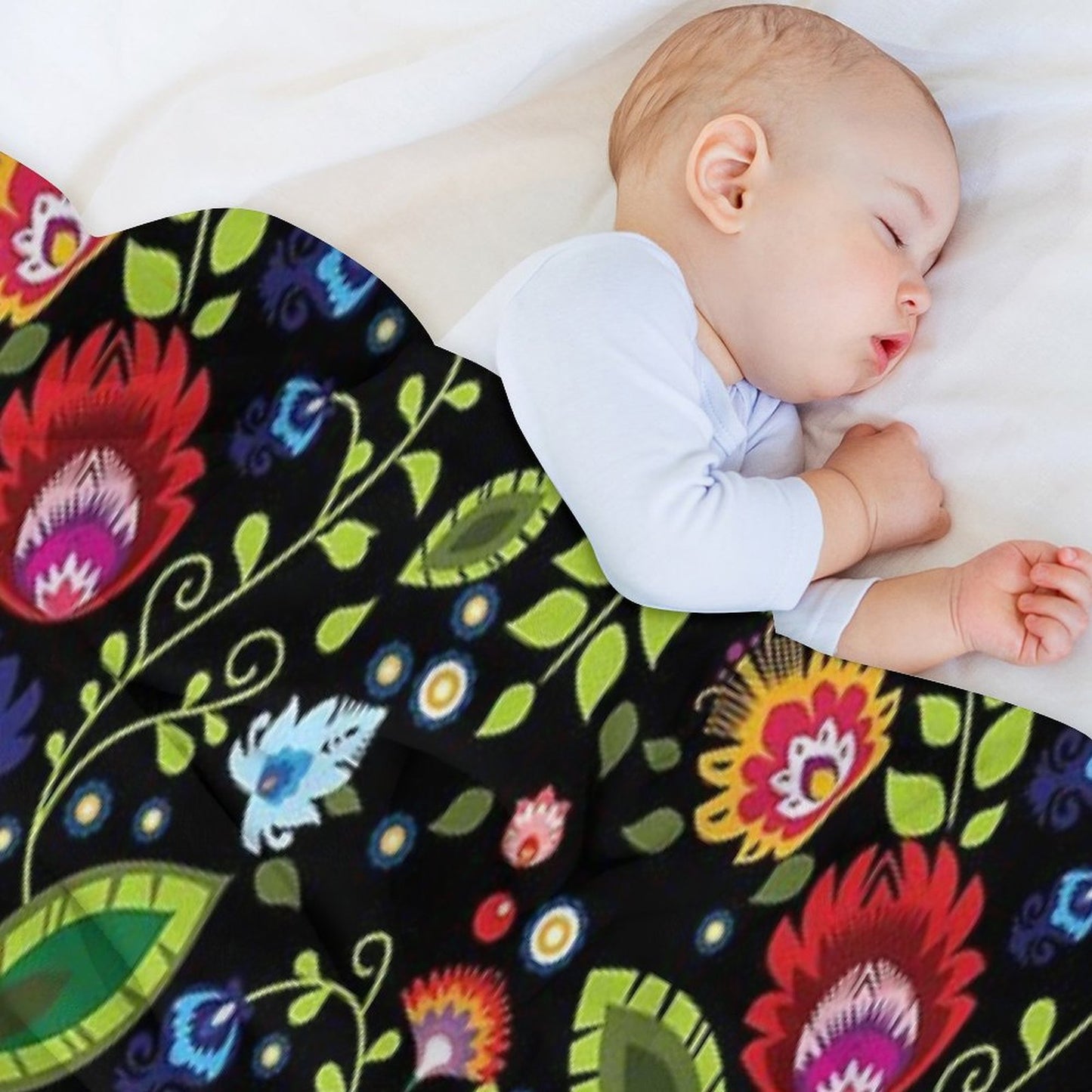 Polish Folklore - Beautiful Composition on Black Throw Blanket