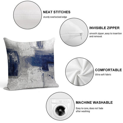 Blue Gray Abstract Soft Short Plush Fabric Throw Pillow