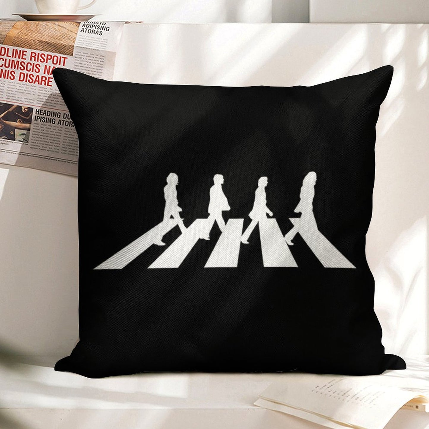 Minimalistic Abbey Road Linen Throw Pillow Cover