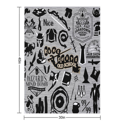 Old School Iconic Silhouette Images Desk Mat OSRS Throw Blanket