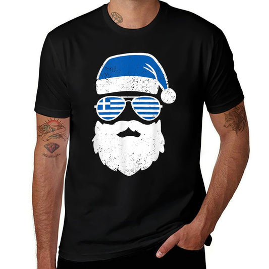Funny Greek Christmas Pajama Funny Greek Matching Family  Ribbed Collar T-Shirt