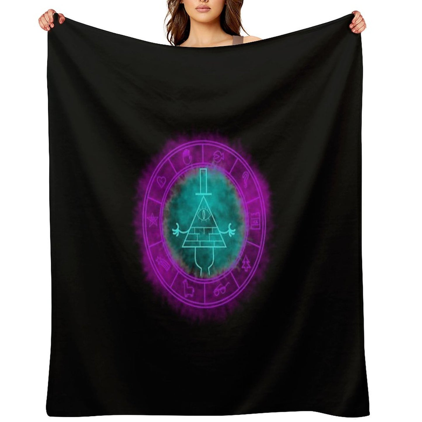 Bill Cipher Symbol Bluegreenpurple Throw Blanket