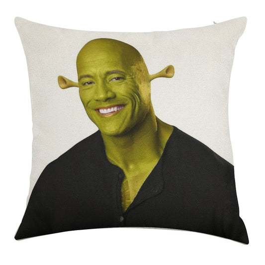 Shrek - Dwayne The Rock Johnson - Work of Art Linen Throw Pillow Cover