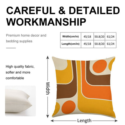 Retro Geometric Design 624 Linen Throw Pillow Cover