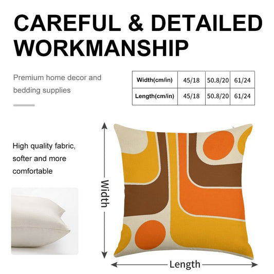 Retro Geometric Design 624 Linen Throw Pillow Cover
