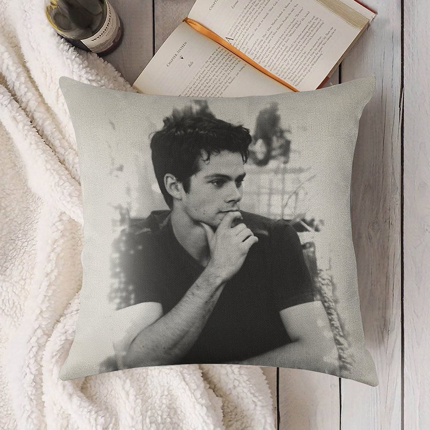 Dylan O'Brien Linen Throw Pillow Cover