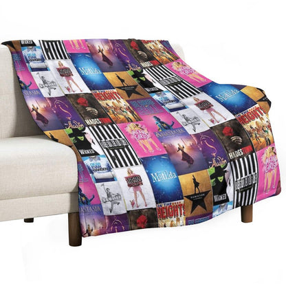 Musical Playbill Collage Throw Blanket