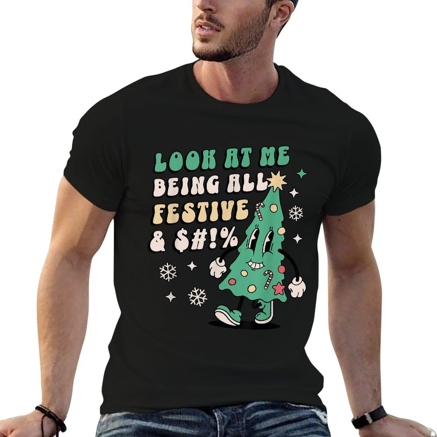 Look At Me Being All Festive - Funny Retro Christmas Tree  Classic T-Shirt