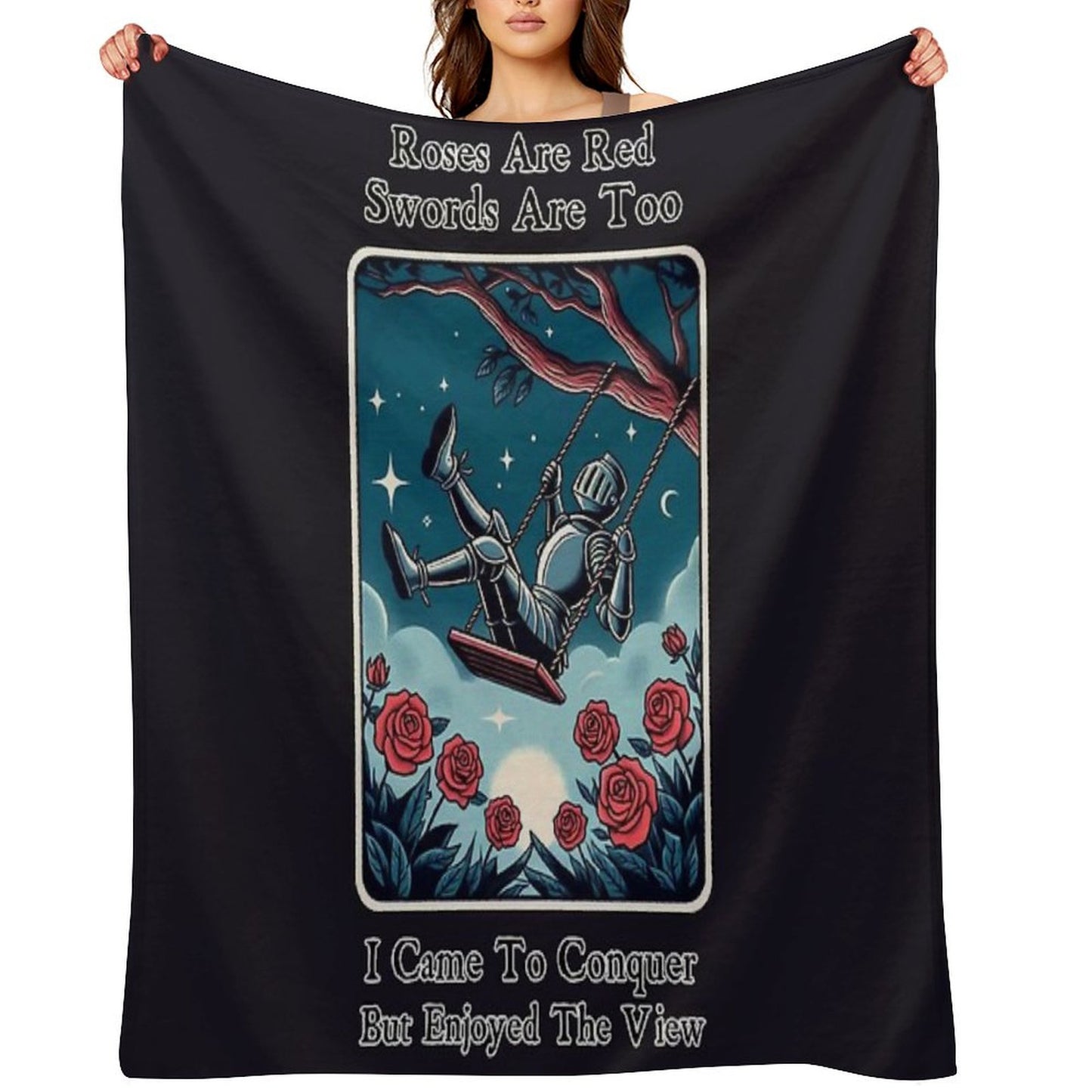 Roses Are Red, Swords Are Too - Tarot Throw Blanket