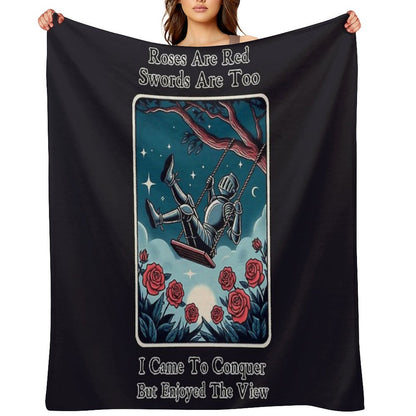 Roses Are Red, Swords Are Too - Tarot Throw Blanket