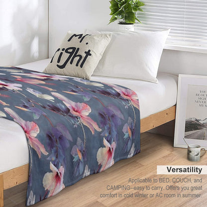 Butterflies And Hibiscus Flowers - A Painted Pattern Throw Blanket