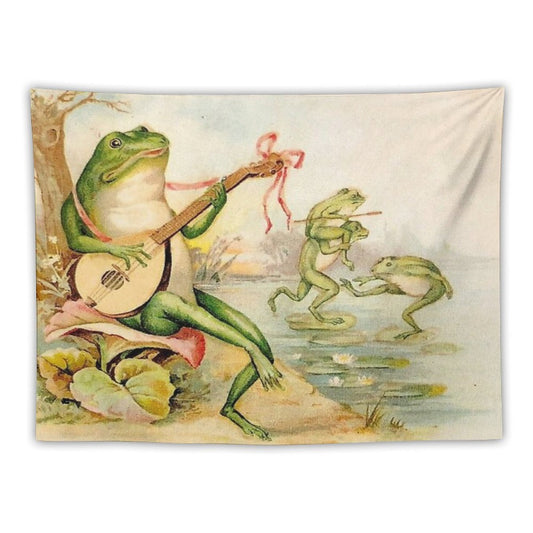 FROG STRUMMING  Vintage Abstract Entertainment Print Tapestry