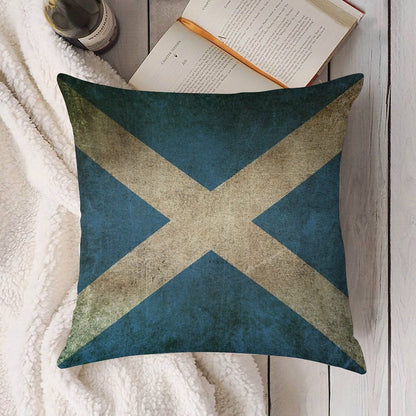 Old And Worn Distressed Vintage Flag of Scotland Linen Throw Pillow Cover