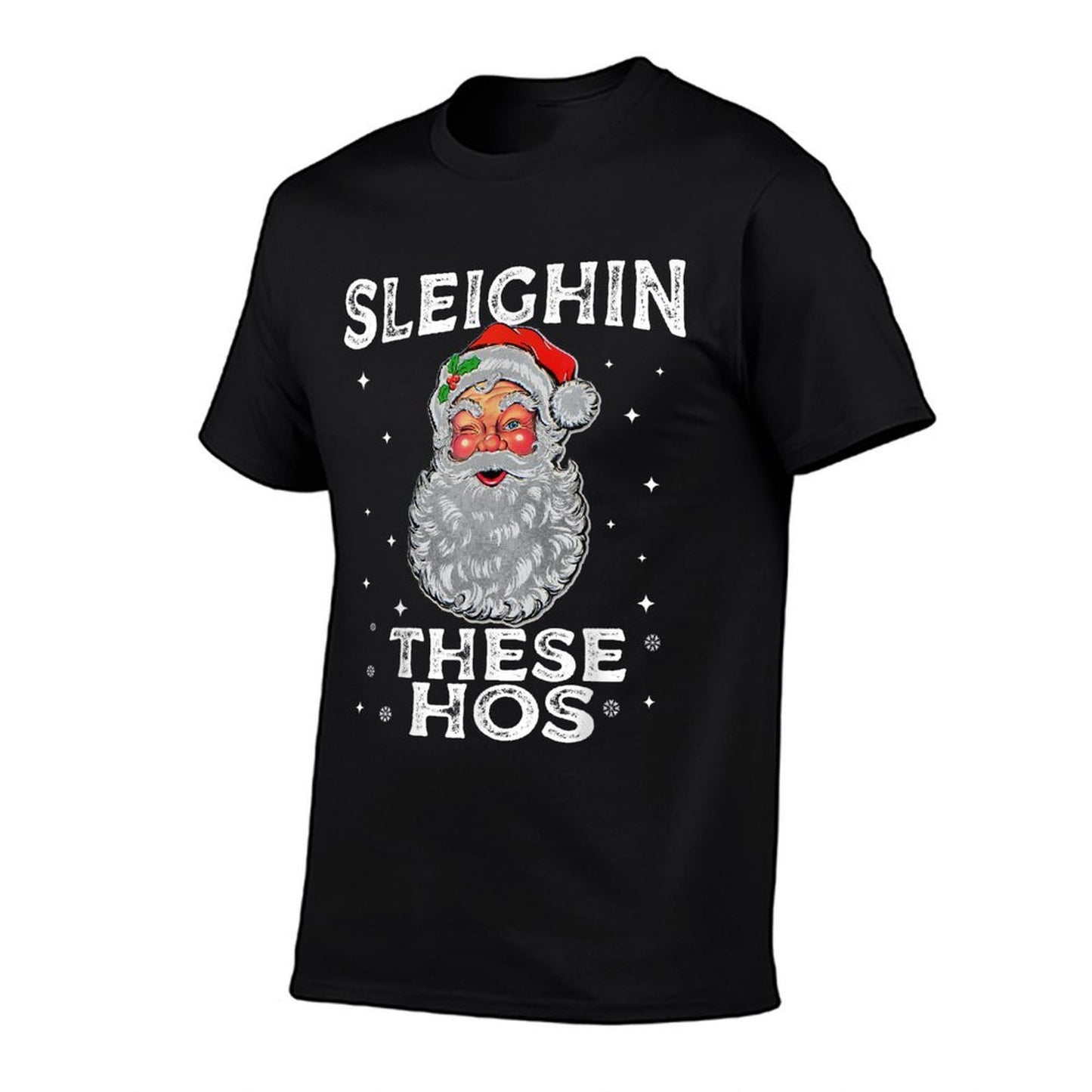 Funny Sleighin These Hos Quote Xmas Santas Sleigh Adult Joke  Oversized Silhouette T-Shirt