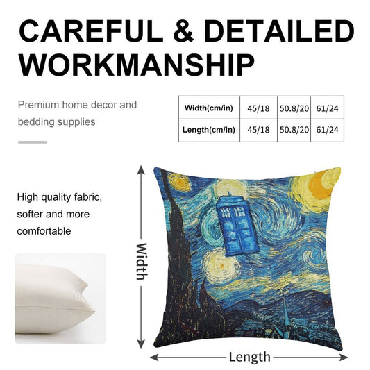 Starry Night Linen Throw Pillow Cover