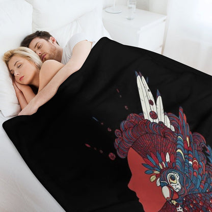 A Girl with Feathers in Her Hair Throw Blanket