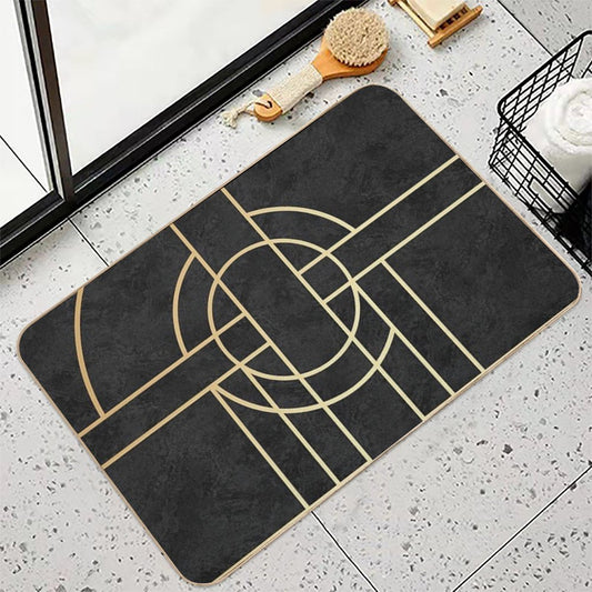 Art Deco Black Marble Bath Mat