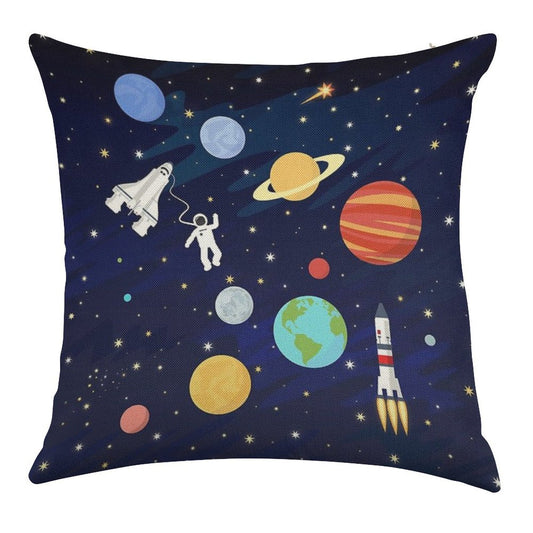 In Space Linen Throw Pillow Cover