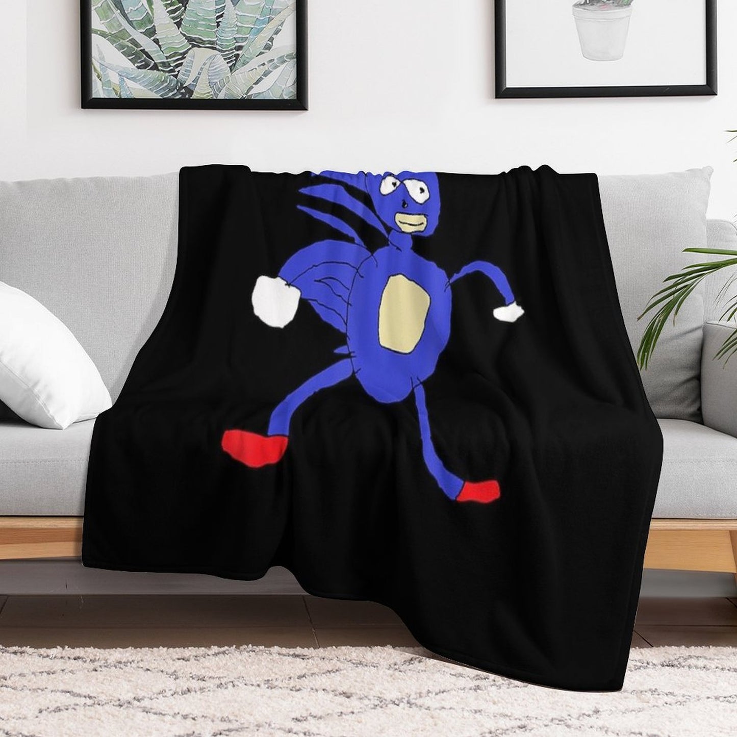 Sanic Hegehog Gotta Go Fast Sanik Paint Throw Blanket