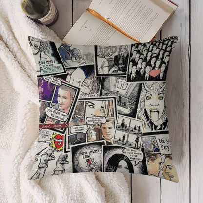 Peyton's Artwork Collage Linen Throw Pillow Cover