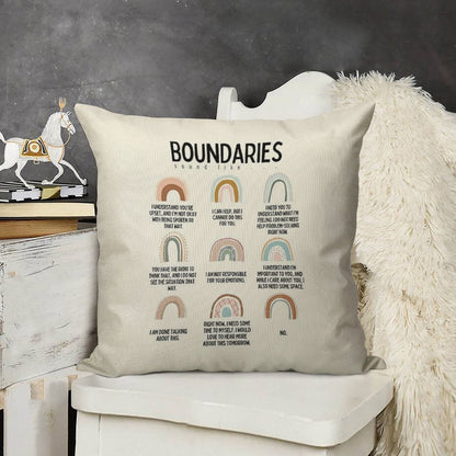 Boundaries Mental Health Reminder for Counselors Linen Throw Pillow Cover
