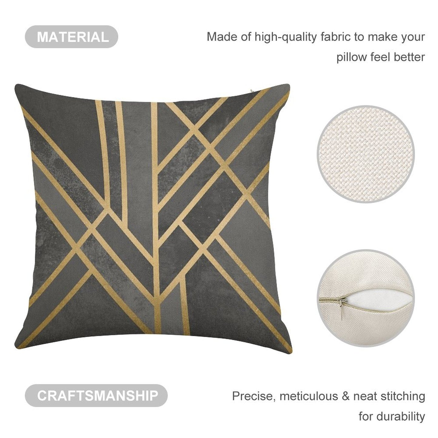 Art Deco Geometry 1 Linen Throw Pillow Cover