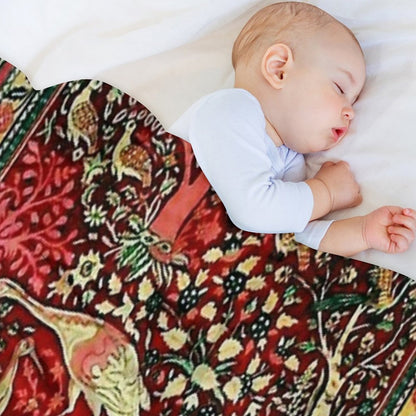 Antique Persian Rug Bird Tree Flowers Ca. 1600 Print Throw Blanket