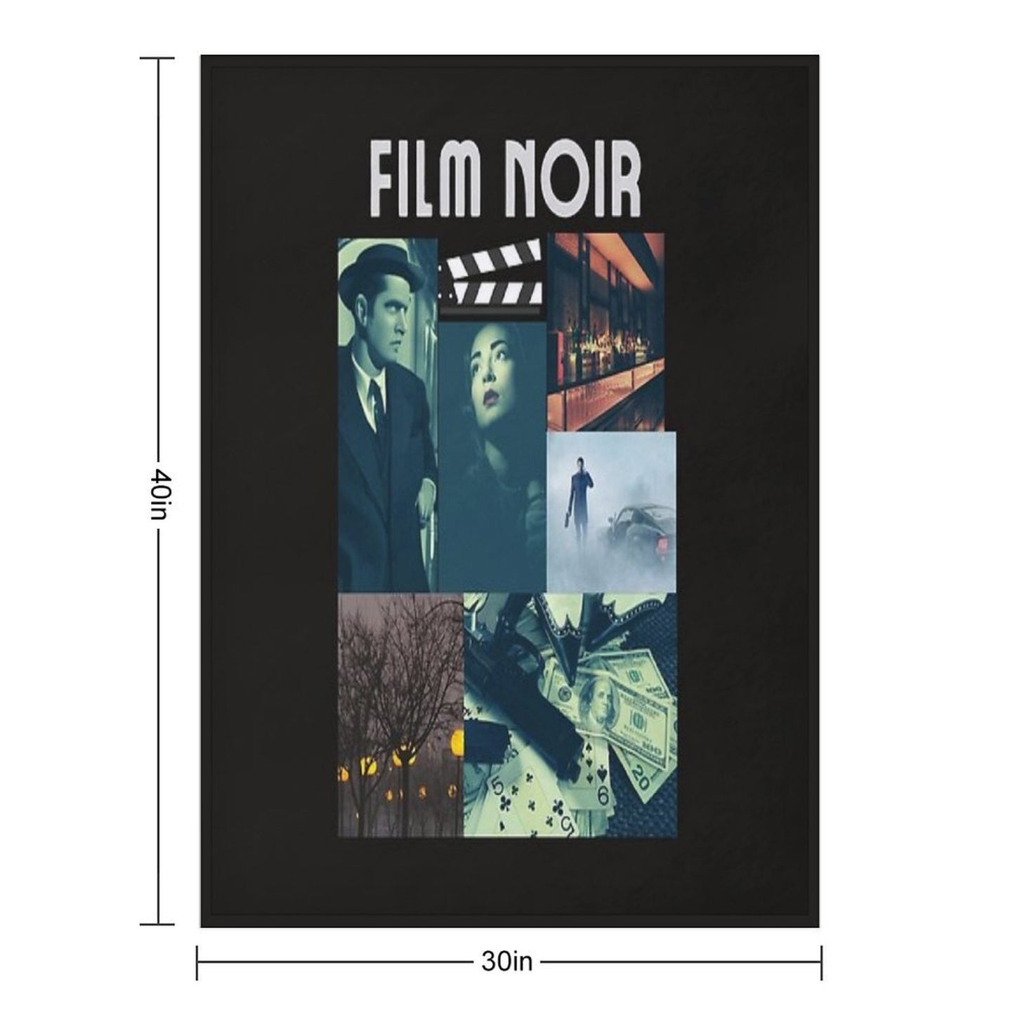 Film Noir Celebration of Old Movies Throw Blanket