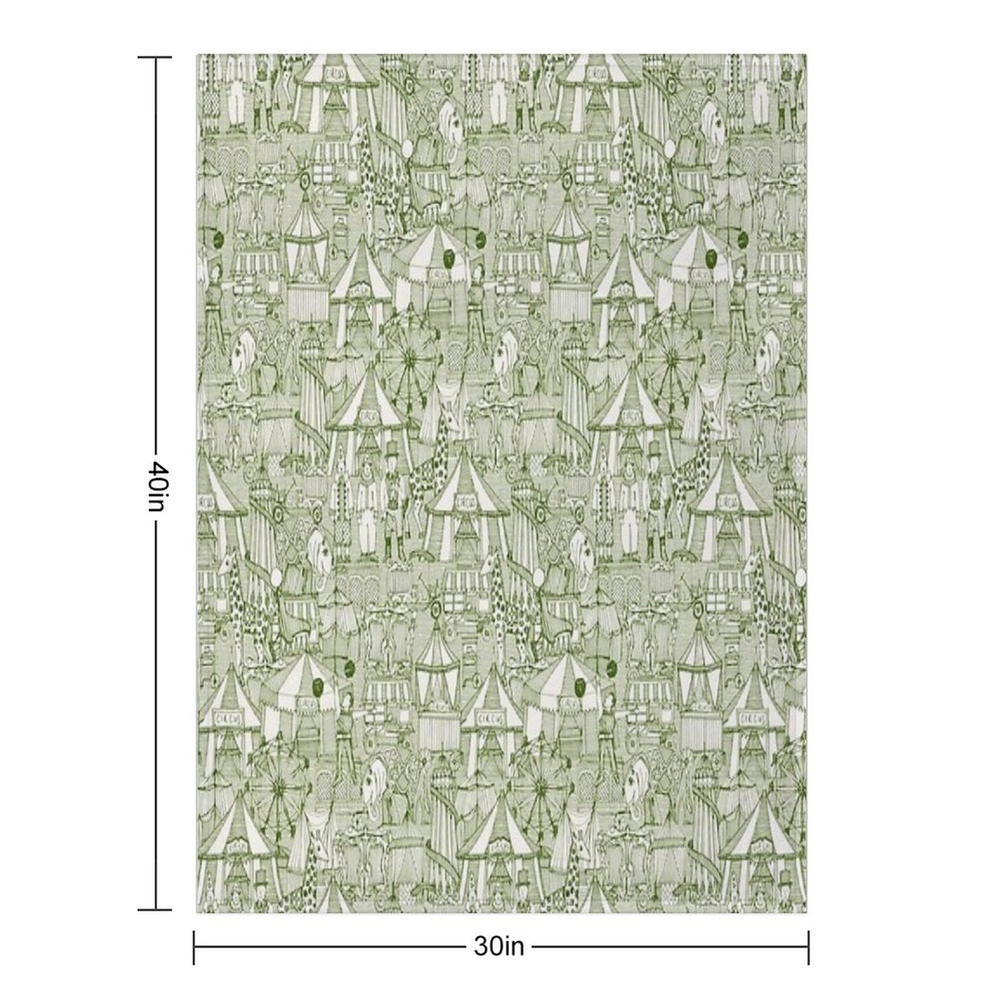 Retro Circus Green Ivory Throw Blanket