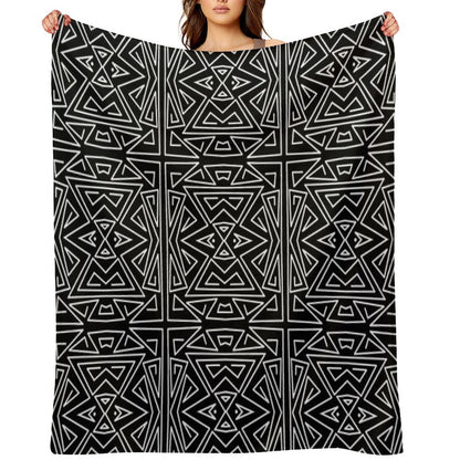 Zanzibar - Geometric Abstract in Black And White Throw Blanket