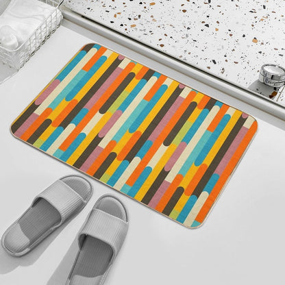 Retro Color Block Popsicle Sticks Orange Bath Mat