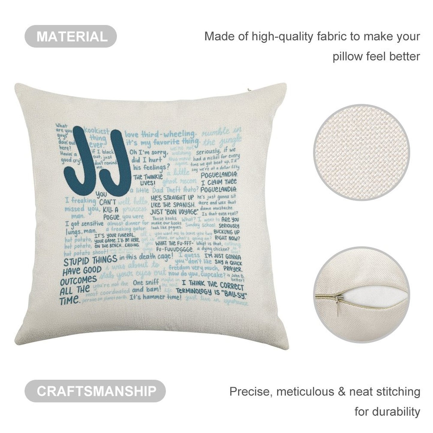 JJ Outer Banks S2 Quotes Linen Throw Pillow Cover