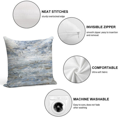 Abstract Seascape in Grey And Blue Soft Fade-Resistant Throw Pillow