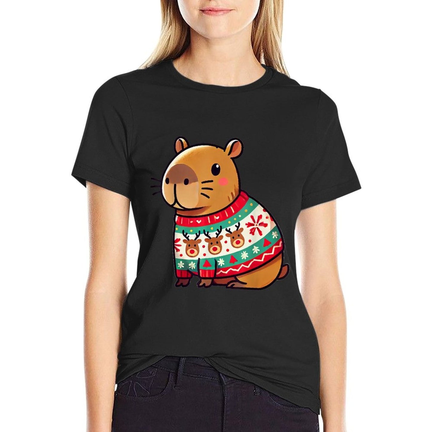 Capybara Ugly Sweater Christmas  Breathable T-Shirt