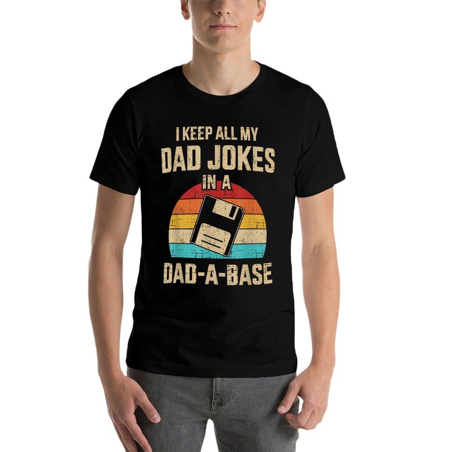 Funny Dad Jokes in Dad-a-base Vintage for Fathers Day  Eco-friendly Material T-Shirt