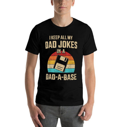 Funny Dad Jokes in Dad-a-base Vintage for Fathers Day  Eco-friendly Material T-Shirt
