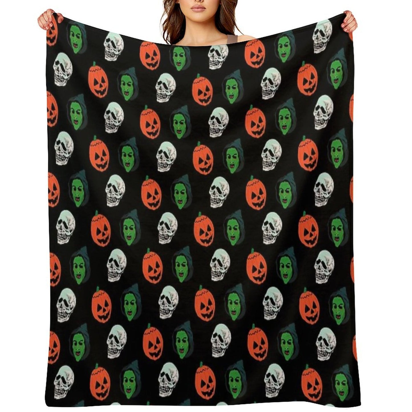 Silver Shamrock Mask Set Throw Blanket