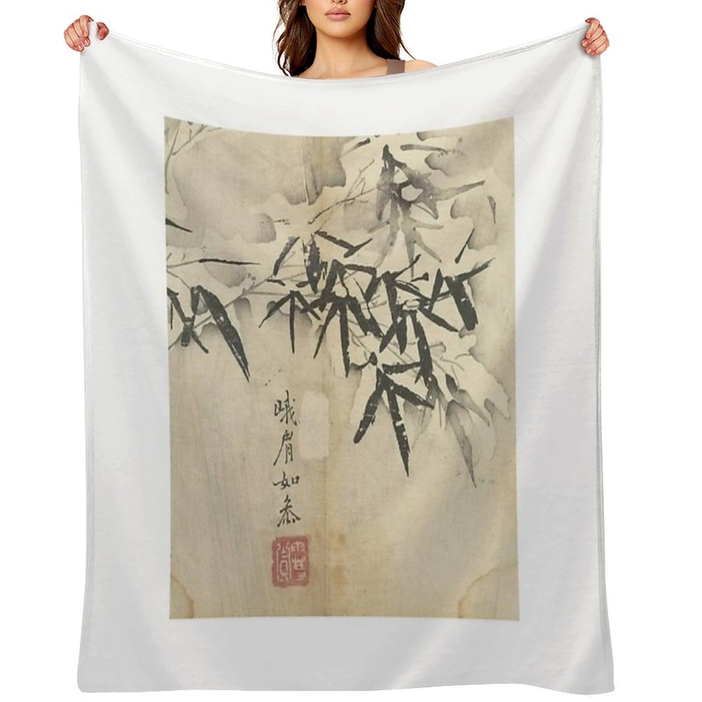 Bamboo in Snow Throw Blanket