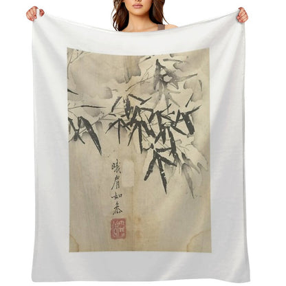 Bamboo in Snow Throw Blanket