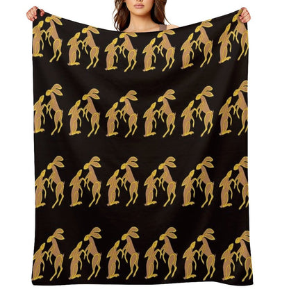 Prancing Celtic Hares Throw Blanket